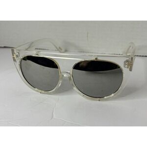 Handmade 97260 Clear Oversized Flat Top Sunglasses Gold Hardware UV400 55-22-145